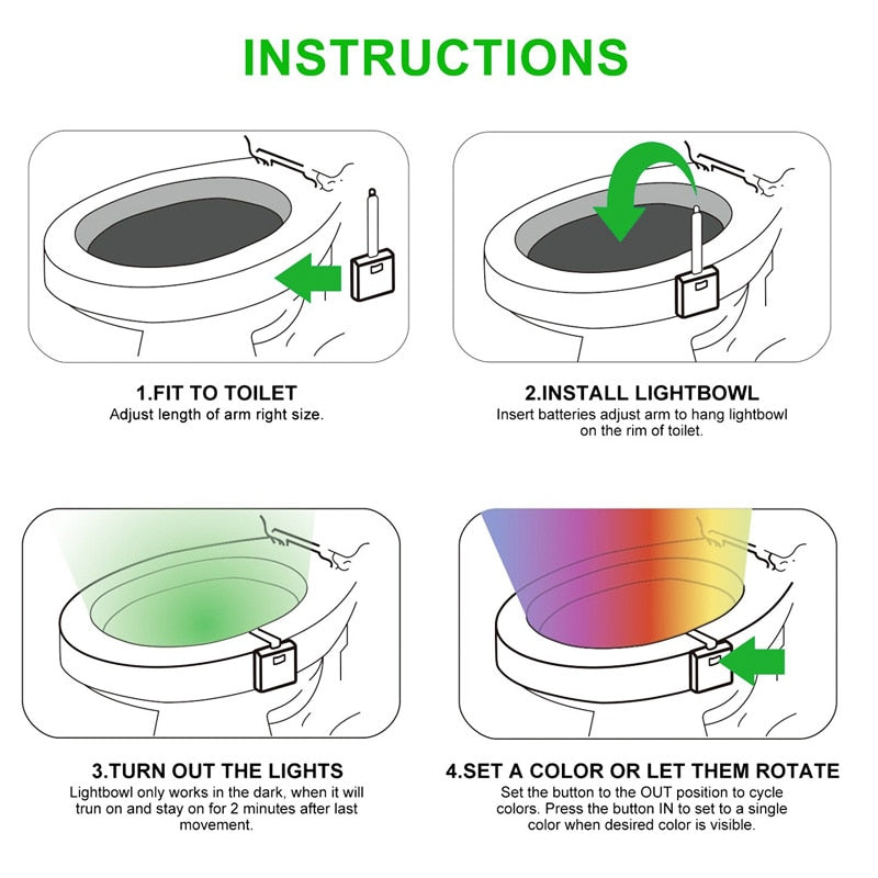 Multicolor Toilet Seat Nightlight (Motion Activated)